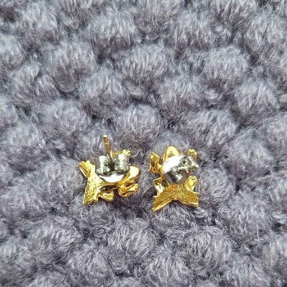 Gold Tone Frog Earrings - Picture 3 of 3